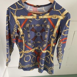 J. McLaughlin Signature Tee Equestrian Print